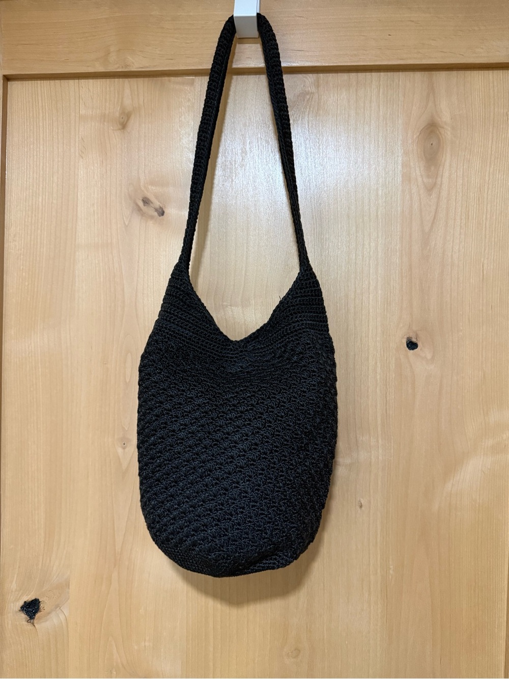 Black Crochet Shoulder Bag - Women